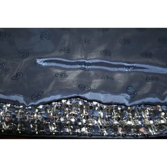 Tory Burch Annabelle Tweed Coat Jacket Blue Black Womens 10 Modern Heritage - Picture 9 of 14